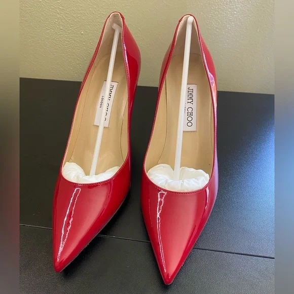Jimmy Choo Agnes Patent Red Pumps - Picture 6 of 9